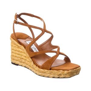 Jimmy Choo Ayla 85 Suede Wedge Sandal, Brown